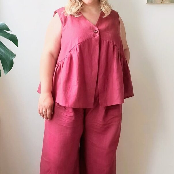 Gewassen linnen - donker blush