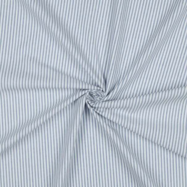 Popeline strepen - blauw