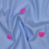 Katoen streep met hartjes - blauw