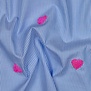 Katoen streep met hartjes - blauw