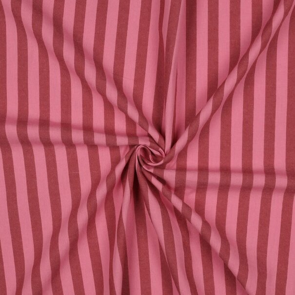 Katoen streep - rood roze