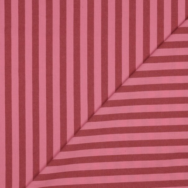 Katoen streep - rood roze