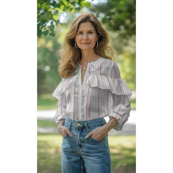 Katoen streep lurex - lila