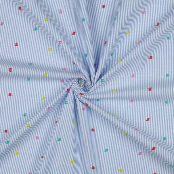 Katoen strepen dobby - blauw
