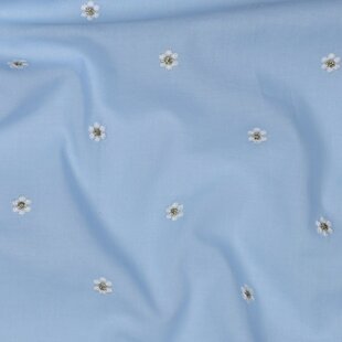 Katoen voile madeliefjes - blauw