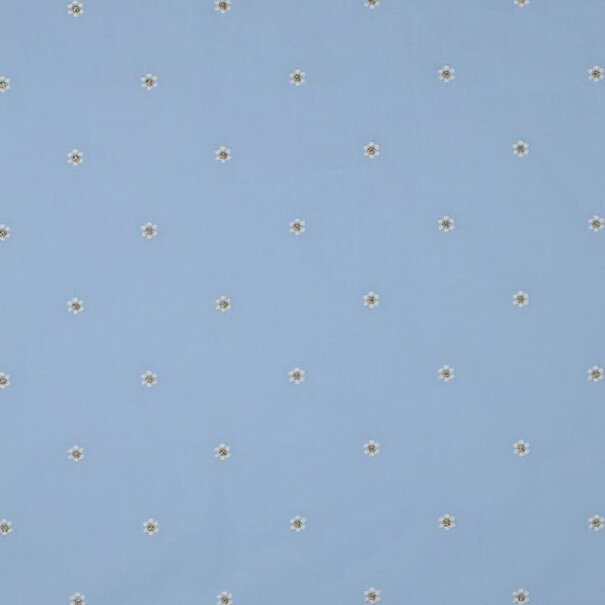 Katoen voile madeliefjes - blauw