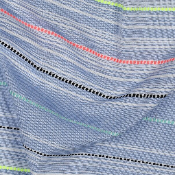 Katoen neon strepen - blauw