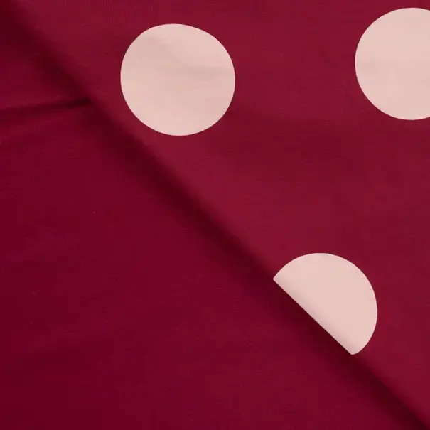 French terry big dots - wine