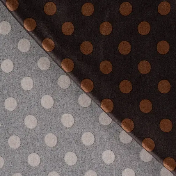 Rayon satijn dots - bruin