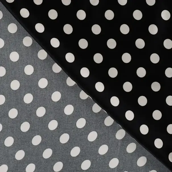 Rayon satijn dots - zwart