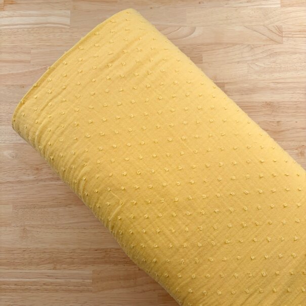 Dobby double gauze - botergeel