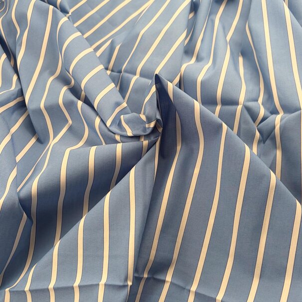 2 meter italiaanse deadstock - stretchkatoen streep blauw SV26