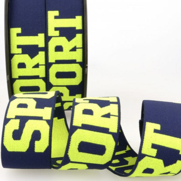 Zachte elastiek sport 32mm - marine fluo