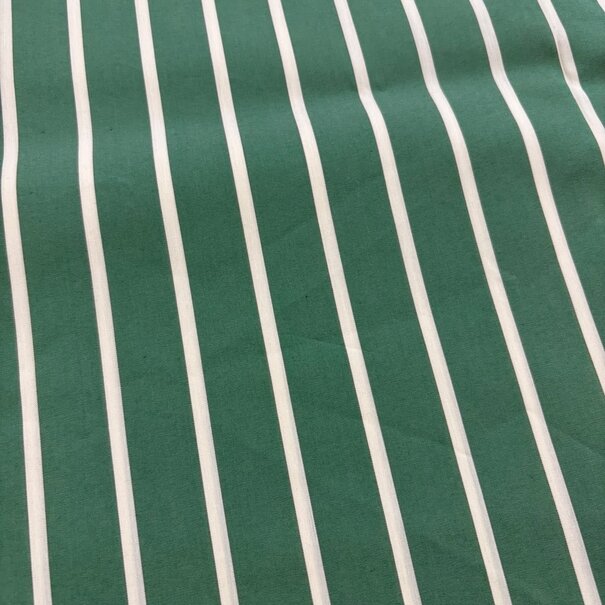 2 meter italiaanse deadstock - stretchkatoen streep groen SV26