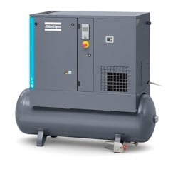 Atlas Copco G7 FF Receiver 10 bar schroefcompressor met ketel en geïntegreerde koeldroger