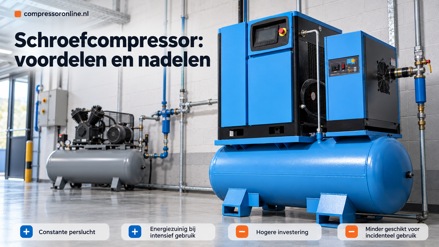 Schroefcompressor: voordelen en nadelen