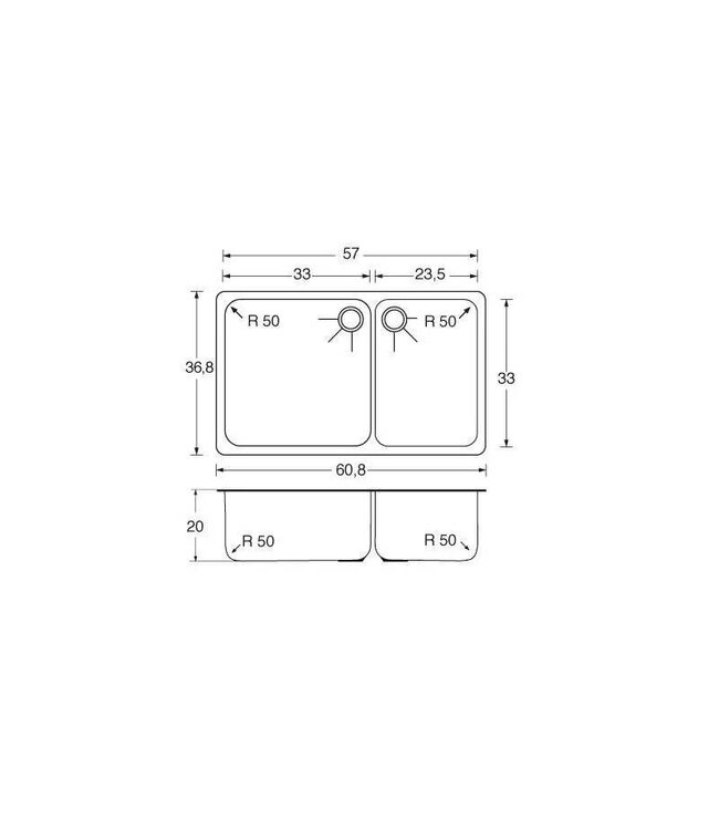 BARKA afstand tussen afvoeren is 320mm