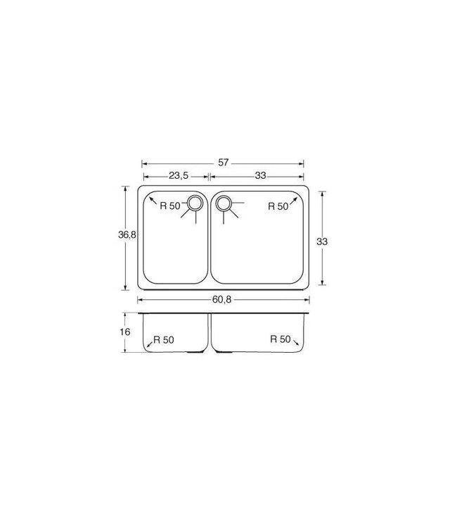 BARKA afstand tussen afvoeren is 320mm