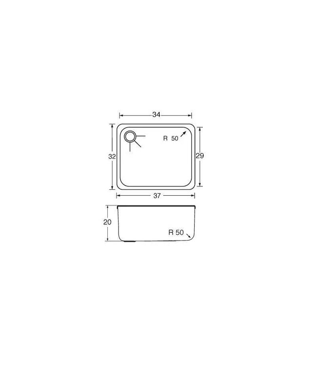 BARKA WASBAK ENKEL RVS 29X34X20 LINKS