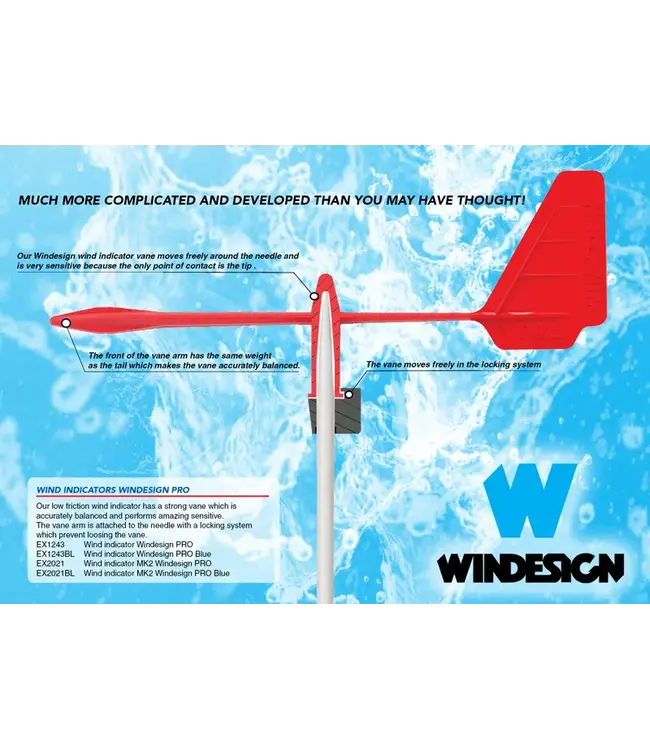 WINDESIGN Deze windindicator van Windesign Sailing heeft een sterkere vaan-arm die nauwkeurig uitgebalanceerd is en verbazingwekkend gevoelig presteert. Verpakt per 10.