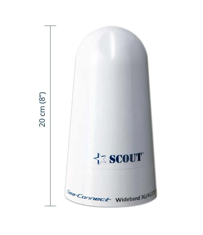 SCOUT De nieuwe Scout Sea-Connect breedband antenne geeft dekking voor 3G/4G/LTE en WLAN systemen. De antenne is compact en waterproof en UV bestendig, dus ideaal voor gebruik aan boord.