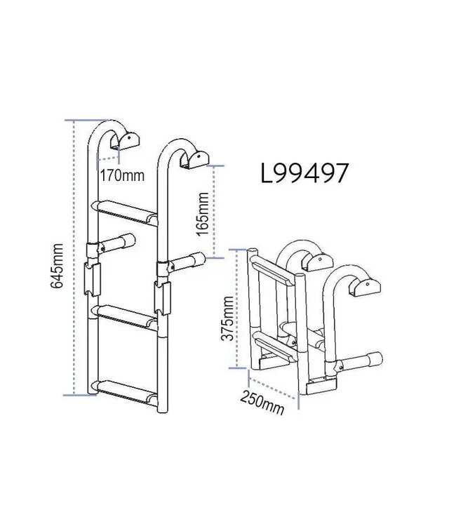 NUOVO RADE RVS ZWEMTRAP KLAPBAAR MET BEUGEL<span> - </span>1+2 tredes