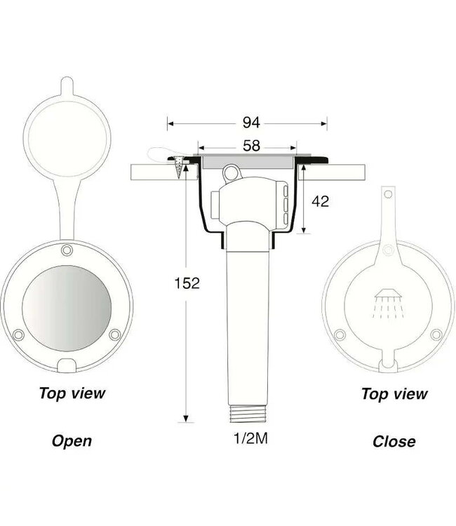 BARKA INBOUWDOUCHE MET 2MTR SLANG<span> - </span>Wit