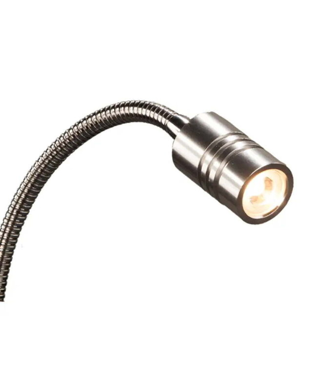 NAUTICLED Reading Light with switch base, flexible arm 27cm ,surface mount ø25mm, with internal 23-30VDC stabilizing driver, 2700K CCT, Ra>85.
