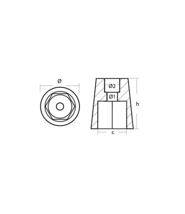 TECNOSEAL DOPANODE EXAGONAL 50MM