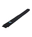 WINDESIGN Een 10 cm extra brede PRO gevoerde Laser® / ILCA® wandelband. Zwarte band, deels bedekt met zwart slijtvast doek dat perfect UV-bestendig is. Het is gevuld met een extra stijf close-cell schuimplaatmateriaal dat geen water opneemt en voorzien van een rubb