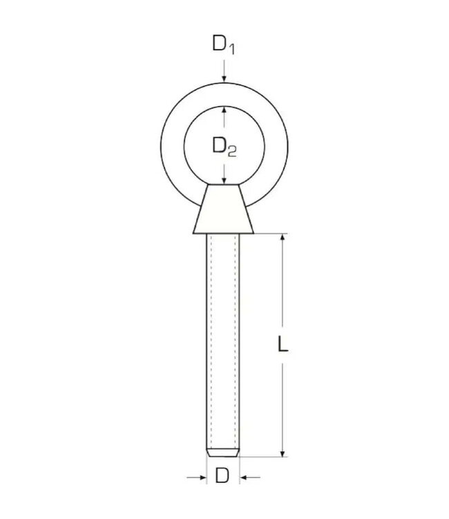 OOGBOUT MET RING EN MOER RVS<span> - </span>M12x120 mm