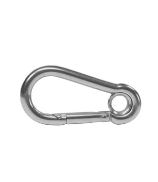 CARABINER HOOK + EYE POLISHED S.STEEL 316 120 mm
