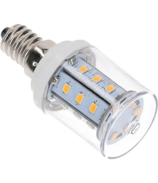 NAUTICLED E14,Edison base LED, with internal 10-35VDC stabilizing driver, 2700K CCT, Ra>85. Steppless dimmable LED without buzzing or quick fade out.