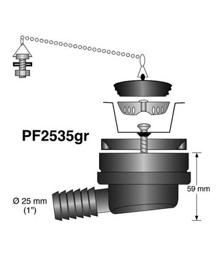 BARKA DRAIN AT RIGHT ANGLE 25MM (1") LOOSE GRILLE