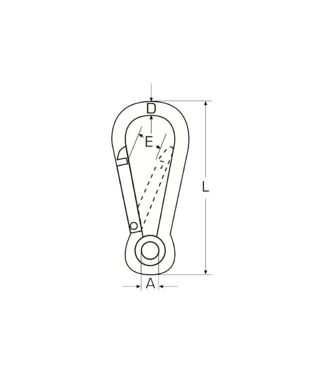 KARABIJNHAAK + OOG GEPOLIJST RVS316 100 mm