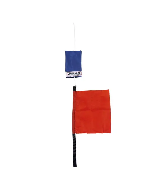Optiparts Protest vlag. Zakje met touwtje aan de bovenkant om aan de giek te bevestigen, en klitteband aan de onderkant.