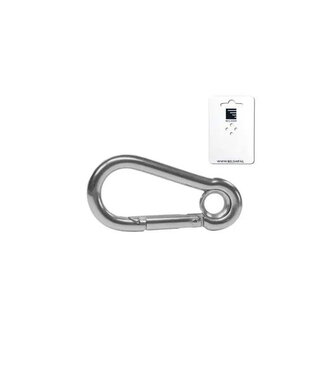CARABINER HOOK + EYE POLISHED S.STEEL 316 120 mm - blister card
