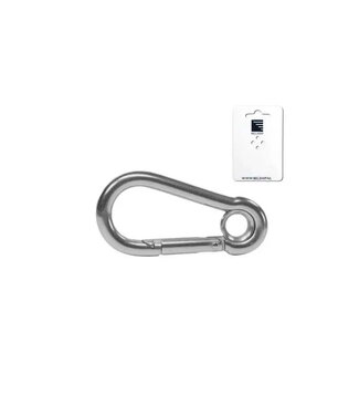 CARABINER HOOK + EYE POLISHED S.STEEL 316 60 mm - blister card