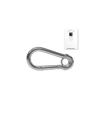 CARABINER HOOK + EYE POLISHED S.STEEL 316 50 mm - blister card