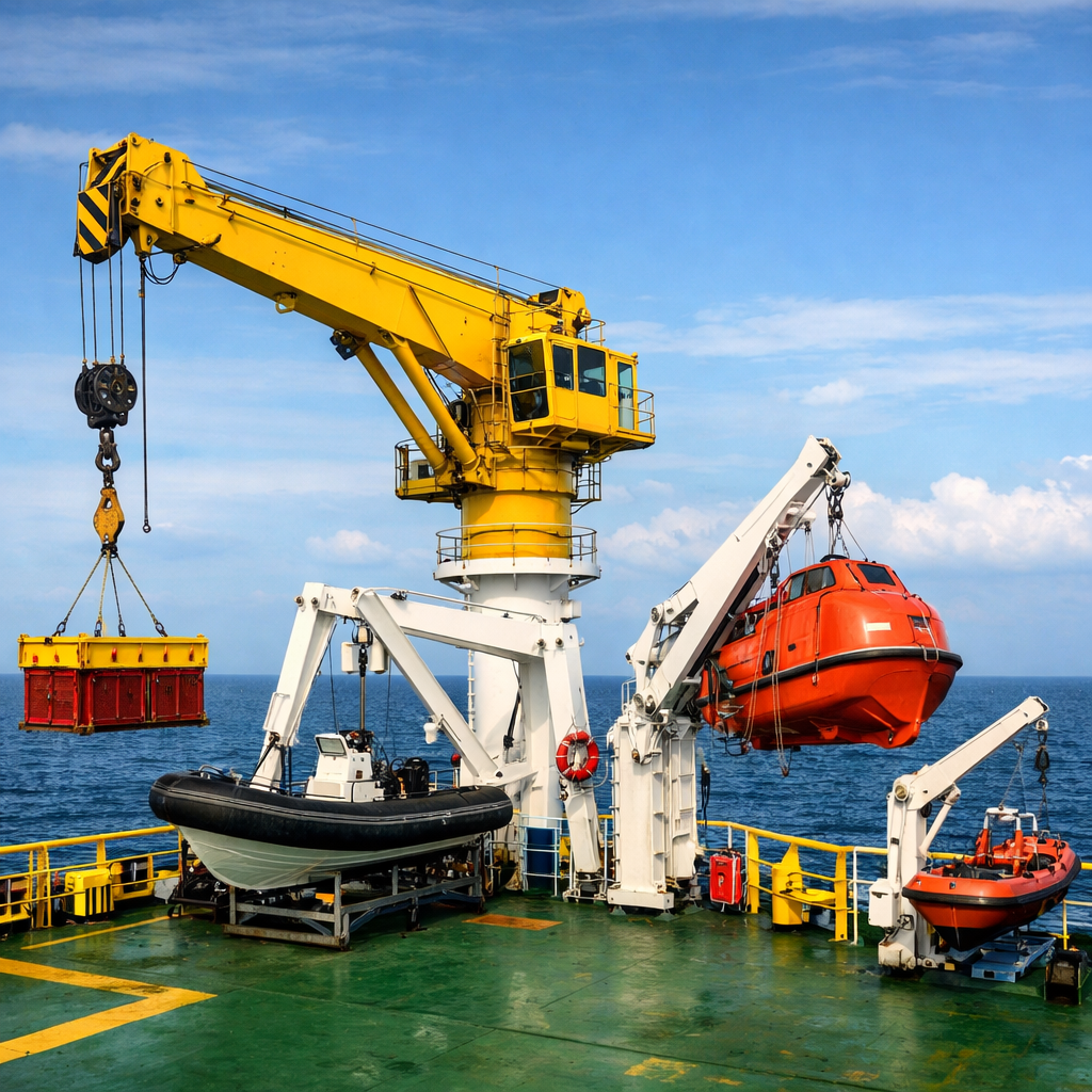 Deck cranes and davits