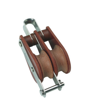 BARTON Size 1 Double Fixed Eye with becket 30mm Sheave 10mm Line Block