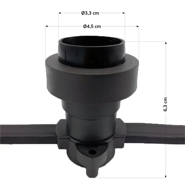 E27 Fassung für Illu Lichterkette, inklusive Dichtring, schwarz