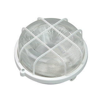 Runde Bullaugen-Lampe mit weißem Kunststoffgitter