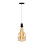 Moderne mattschwarze Seilpendelleuchte inkl. 8,5W bis 10W XXL Lampe, Braunglas, 2000K, Ø160