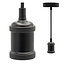 Moderne mattschwarze Seilpendelleuchte inkl. 8,5W bis 10W XXL Lampe, Braunglas, 2000K, Ø160