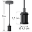 Moderne mattschwarze Seilpendelleuchte inkl. 8,5W bis 10W XXL Lampe, Braunglas, 2000K, Ø160