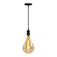 Moderne mattschwarze Seilpendelleuchte inkl. 8,5W bis 10W XXL Lampe, Braunglas, 2000K, Ø160