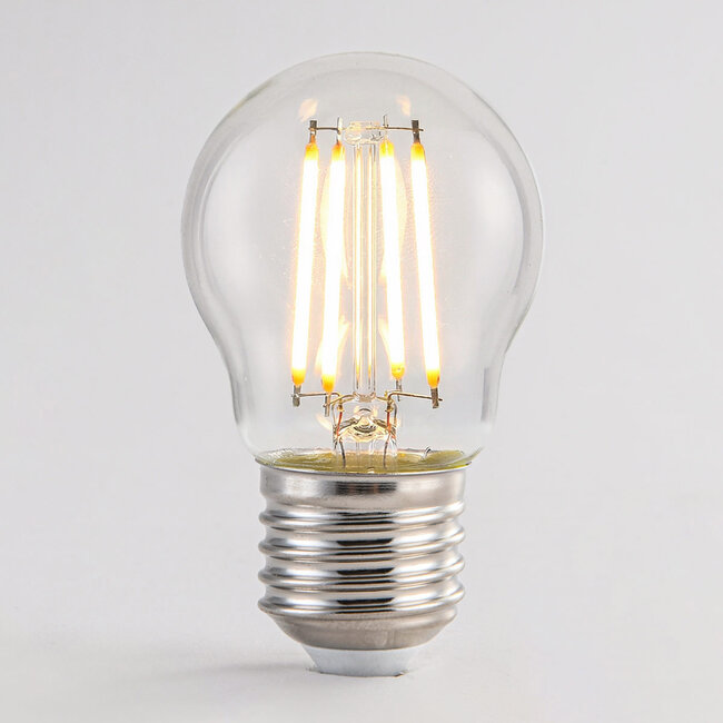 2,5W & 4,5W Filament-Lampe, 2700K, klares Glas Ø45 mm, dimmbar