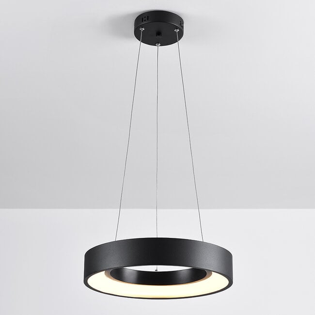 Moderne Hängelampe Roundy in mattschwarzem Metall