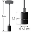 Industrielle mattschwarze Seilpendelleuchte inkl. 8,5W bis 10W XXL Lampe, Braunglas, 2000K, Ø160